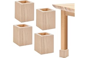 Set med 4 möbelhöjare i massivt trä, justerbar höjd 5 cm | lastkapacitet upp till 500 kg, golv- och ytskydd, mångsidig för sä