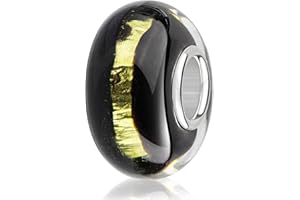 MATERIA by Matthias Wagner Glas Bead schwarz mit goldener Glitzerfolie 1481