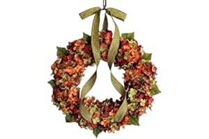 BSTCAR Wieniec jesienny na drzwi wejściowe, 35 cm, jesienny wieniec na drzwi, wieniec na Święto Dziękczynienia, girlanda kwiatowa, wieniec z kokardką, dekoracja do mieszkania, ornamenty, wisząca