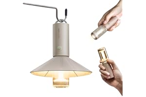 HOTO Electric Camping Lantern, Rechargeable Flashlight Torch 180 Lumens, 3 Modes, Detachable Lampshade, Hidden Hook, 8-50h Lasting, 3100mAh Battery, USB-C Charging, Ideal for Emergency/Hiking/Climbing