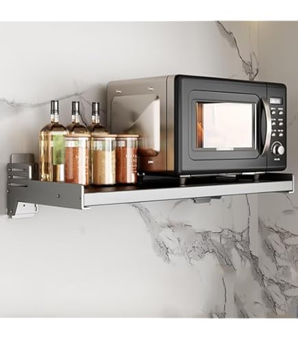 Scaffale Per Microonde Con Ripiani - Organizzatore Cucina Carico 35kg, Nero 57x38x38cm - Foto 14