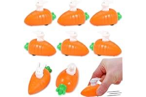 Luclay Aufziehbare Hasen 8PCS Aufziehauto Set Osterhasen mit Karotten Osterdeko Ostergeschenke für Kinder Spielzeugauto für Jungen & Mädchen ab 1 2 3 4 5 6 Jahr