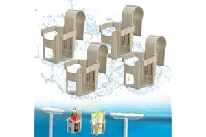 VOXIN Pack of 4 Drink Holders Pool Edge, Pool Cup Holder, Poolside Drink Holder Made of Plastic, Drink Holder Without Spills, Pool Accessories for Storing Drinks and Small Items