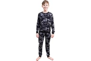 The Essentials Wardrobe Boys Fleece Pyjama Set with Long Sleeve T-Shirt & Bottom Pants Sleepwear Loungewear & Nightwear for Kids Soft & Comfortable Top & Trousers 4-13 Years