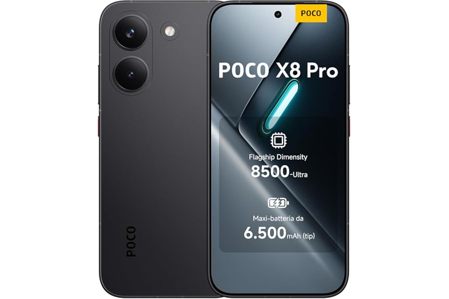 POCO X8 Pro, Smartphone 12+512GB, Dimensity 8500-Ultra, Battery 6500mAh (typ), Ultra Bright AMOLED Display, 50MP Camera with OIS, Black, 2 Years+1 Year Extra Warranty, Charger Not Included
