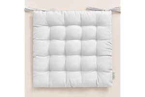 ROOM99 Aura - Cojín para Silla, 40 x 40 cm, con Cintas, cojín Decorativo para Silla, Suelo, Exterior, Interior, salón, Color Blanco, 1 Unidad