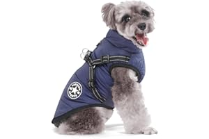 Aywoja Warme Hundemantel Winter Mit Geschirr für Kleine Hunde, Wasserdicht, Maschinenwaschbar, Reflektierender Streifen, Haltbarer D-Ring