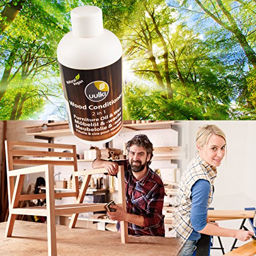 Uulki Holz-Conditioner für Möbel bietet das Beste von Öl & Wachs – Konditionierer bietet tiefen Schutz & eine wasserabweisende Oberfläche – natürlich & gesund in der Anwendung – 100% pflanzlich / Vegan (250ml, farblos) - 4
