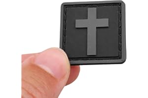 LEGEEON Small Mini 1x1 Crucifix Jesus Christ Blackout Subdued Christian Tactical Morale PVC Rubber Touch Fastener
