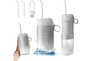 usmile Idropulsore Dentale, C1 Idropulsore Dentale Portatile 3 Modalità e 3 Ugelli, IPX7 Impermeabile Irrigatore Dentale Ricaricabile, Grigio