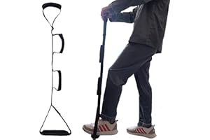 Fanwer 35-44 Inch Long Leg Lifter Strap - Multi-Loop Adjustable, Padded Handgrips & Soft Foot Pad, Hip & Knee Replacement Surgery, Rigid Foot Loop & Hand Grip, Mobility Aids for Wheelchair, Car, Bed