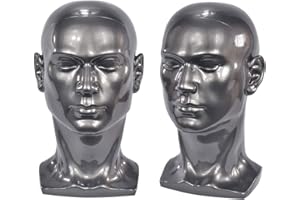 Davinona Ba Sha - L30HH - Cabeza de maniquí profesional de color gris brillante para auriculares, videoconsola, sombreros, pelucas, joyería