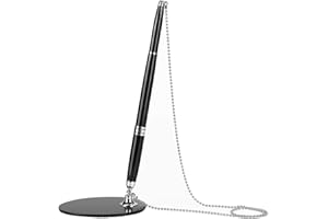 LONTG Kugelschreiberständer Metall Kugelschreiber mit Ständer und Kette Rezeption Service Schreibtisch Kugelschreiberhalter Bank Hotel Tresen Schreibtischset Büro Haushalt Gelschreiber Schwarzer Stift