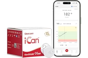 Sinocare Monitor de Glucosa 15 Días Continuos, Sensor Glucose, Sin Escaneo, Sin Punción Dedo, Kit Prueba Azúcar en Sangre para Monitoreo Diabetes, iCan i3 CGM (Paquete de 1)