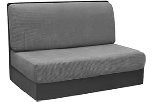 FOUVIN 2 federe per camper, 1 set di coprisedili per divano, lavabili (grigio chiaro), per roulotte e divani