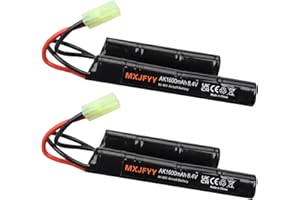 MXJFYY Lot de 2 Batteries Rechargeables Airsoft 8,4 V 1 600 mAh, NiMH Nunchuck compatibles avec Airsoft M4, G36, Pistolet Airsoft, Carabine à air comprimé ICS CA TM SRC JG G36 G