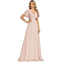 Ever-Pretty Avondjurk, lang, elegant, voor bruiloft, V-hals, A-lijn, baljurk, dames, halterjurk, bruidsmeisjesjurk, chiffon, ES01819-P, mintgroen, 40