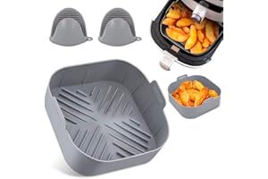 MEYSON Molde de Silicona Libre de BPA para Freidora de Aire 5.5L y 6L. 21L - Molde más Guantes de Protección para Airfryer Compatible con COSORI, CECOTEC, Philips - Compatible con Todas Las Marcas
