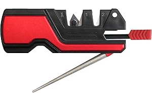 ZOOTSING 6 in 1 Affilacoltelli Professionale, Affilacoltelli Manuale, Affilacoltelli Tascabile con Accendifuocom, Fischietto e Barra Diamantata, Affilacoltelli per lame dritte e seghettate
