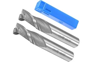 CoCud 2-Flute Spiral End Mill Bits, 10mm Diameter 22mm Length, High Speed Steel Straight Milling Cutter with Storage Case- (Applications: for Plywood Hardwood Plastic), 2-Pieces