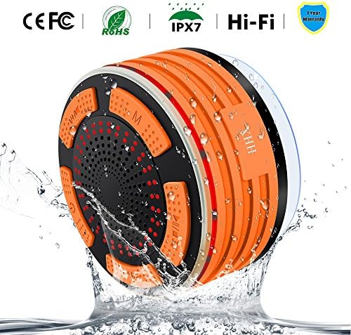 HHX Bluetooth Speaker, Waterproof Wireless Bluetooth 4.0 Touch with 5W HD Sound and Bold Bass, Handsfree, 6H Playtime Perfect for Boat and Camping, Pool, Home, Outdoors, Travel, Party [Orange]