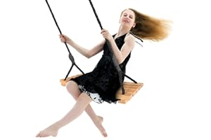 FAVUIT Balançoire en bois pour enfants et adultes - Balançoire de jardin avec corde réglable - Étanche - Pour cour de jardin intérieure et extérieure (60 x 25 cm)