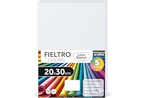 Fieltro para Manualidades, Fieltro de Colores, Suave y Flexible, Material para Costura, Telas Patchwork, Ideal para proyectos DIY, artesanía o decoración, 20x30cm - m-office (blanco, 5 uds)