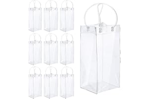 DILIREBA 10 pièces Champagne PVC transparent, Sac Refroidisseur Bouteille, Sac Glace Refroidisseur Bouteille, Sac glace Champagne PVC, Sac Glace Vin Avec Poignée pour Les Glaçons