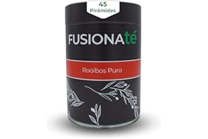 FUSIONATE Rooibos Puro, Lata de 45 pirámides Bolsitas de Té, Bebida Relajante Sin Cafeína de Sabor Suave, Dulce y Terroso, 100% Natural, Rico en Antioxidantes