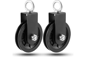 MEIANJU Rolka zwrotna 90 mm do lin 10 mm | udźwig 160 kg, funkcja obrotu 360° i niski poziom hałasu, do urządzeń fitness, leśnych i domowych ćwiczeń (2 sztuki)