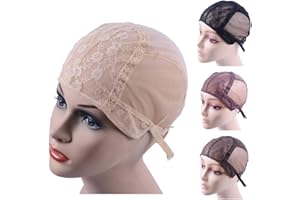 YANTAISIYU Podwójna koronkowa peruka czapka do robienia peruk z regulowanym paskiem z tyłu bezklejowe czepki peruki czepki na włosy (blond XL58 cm)