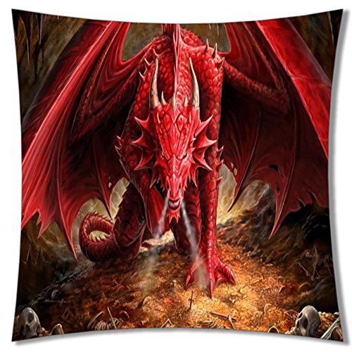 A-SLLE Square Unique Decorative Throw Pillow Case Cushion Cover Dragon Design 18 X 18 Two Sides Printed 91