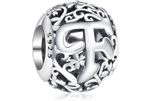 Annmors Charms et Breloques Femme Lettre A-Z en Argent 925 pour Bracelet