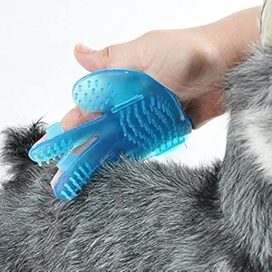 Futaba Palm Shape Massager Brush For Pet - Blue