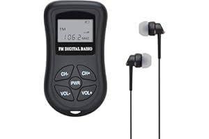Batteriebetriebenes UKW-Taschenradio, COVVY Mini-Stereo-Radio (60-108 MHz), tragbarer UKW-Radioempfänger/mit DSP, LCD-Display und Kopfhörer (107-BK)