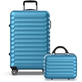 NUMADA 2pcs Hard Case Set Medium Suitcase 63cm and Toiletry Bag Travel Suitcase Set ABS 4 Double Wheels Heavy Duty Lightweigh