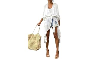 HYUET Copricostume da Bagno Donna Mare, Elegante Kimono Lungo Tie Dye Donna Estivo Abito da Spiaggia Bikini Cover Up Cardigan Maniche Lungo Vestito Boho Kaftan Tunica Top per Vacanza