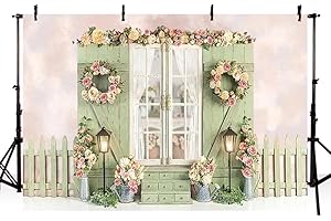 AIBIIN 2,1 x 1,5 m wiosenne kwiaty fotografia tło ogród kwiatowa girlanda okno drewniane ogrodzenie dziewczyna przyjęcie urodzinowe dekoracja portret tło rekwizyty do studia fotograficznego