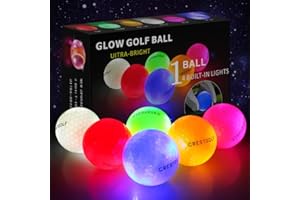 Balles de Golf Glow in The Dark, balles de Golf Lumineuses avec 4 balles de Golf LED Lumineuses dans l'obscurité pour Cadeau de Nuit et de Golf pour Golfeur ou Famille, 6 pièces, sans Sac en Filet