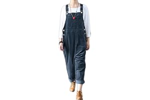 EACH WOMEN Damen Herbst Winter Cord Latzhose Verstellbarer Riemen Jumpsuits Baumwolle Cord Latzhose