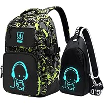 Lichtgewicht Schooltas Casual Dagrugzak Laptop Rugzak Voor Mannen Vrouwen Reizen Rugzak Voor Middelbare School Midden Boekentas Voor Meisjes, Z-grijs Groen Wit, Dagrugzak