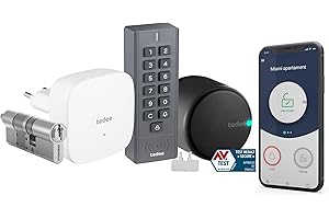tedee Go Serratura Smart con WiFi, tastiera, cilindro Euro e Bluetooth per l'accesso remoto, la serratura intelligente con codice trasforma lo smartphone in una chiave (Bridge+Tastiera 30-61/30 mm A)