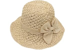 WEIGEER Straw Hat Women Beach Sun Hat Chapeau de Paille pour Femme Chapeau de Soleil de Plage Pliable à Large Bord Chapeau d'été pour de Paille pour Soleil