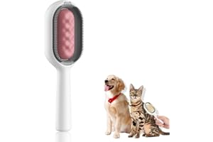 YUJINGTING Pet Hair Removal Comb With Water Tank, Dog Brush Cat Brush for Long Haired Cats Dogs, Multifunctional Pet Cat Hair Remover Brush 3 in 1, Self Cleaning Cat Brush Grooming Brush (Long, Pink)