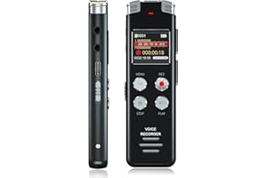 EVISTR L357 Digital Voice Recorder - 64GB Voice Activated Recorder with Playback and MP3 Player - Rechargeable Dictaphone with Noise Reduction Password for Lectures Meetings