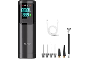 DDUO Electric Ball Pump Set Portable Fast Inflator Pump Smart Air Pump with Accurate Pressure Gauge and 4 Preset Modes for Basketball Football Volleyball Sports ball (Max 17 PSI, 4000mAh)