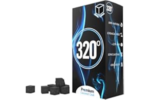 320º 4kg - 320° Premium Coconut Shisha coal charcoal (25mm Cube) for hookah & BBQ 4 kg - 288 pieces - Nicotine Free