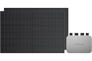 EF ECOFLOW ECOFLOW Impianto fotovoltaico da balcone PowerStream,microinverter grid tie e pannelli solari rigidi 400W×2,compatibile con centrali elettriche portatili e Smart Plug ECOFLOW (Non è incluso il cavo)