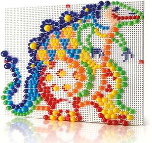 Quercetti Fantacolor Modular 4 – Kit Mosaïque Géante 600 Plots 4 Tailles, 7 Couleurs, 4 Grilles Connectables