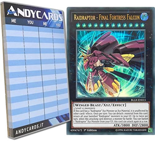 Yu-Gi-Oh! - RAIDRAPTOR - FINAL FORTRESS FALCON - Ultra Rare BLLR-EN015 in ENGLISH + Andycards Scorepad